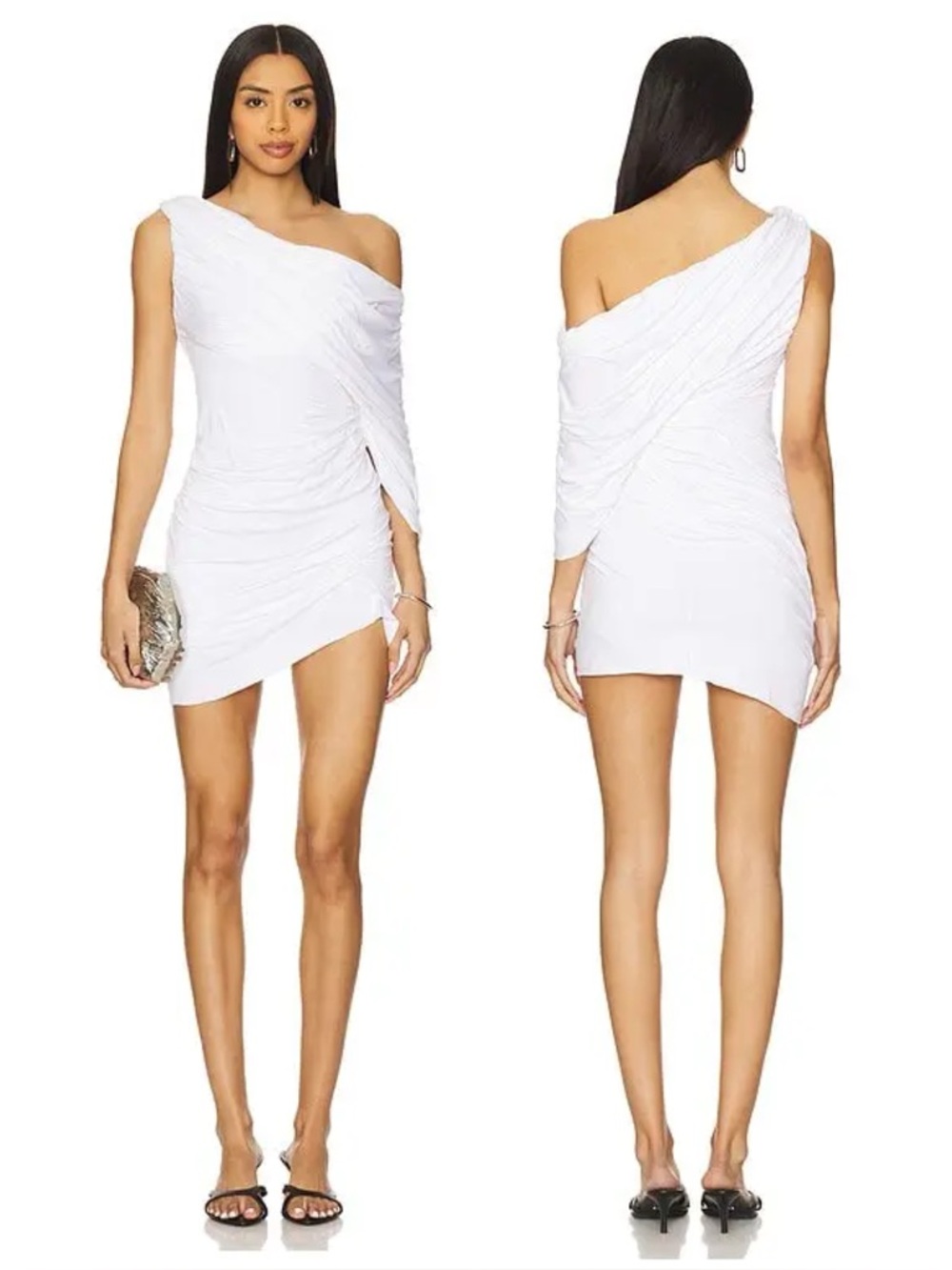DI PETSA Purity Draped Mini Dress in White Size S